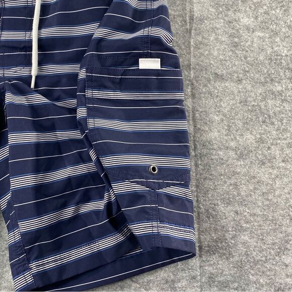 J. Crew‎ Mens Blue/Gray Striped Lined Flex Swimwear Shorts Size 33 - Picture 5 of 11
